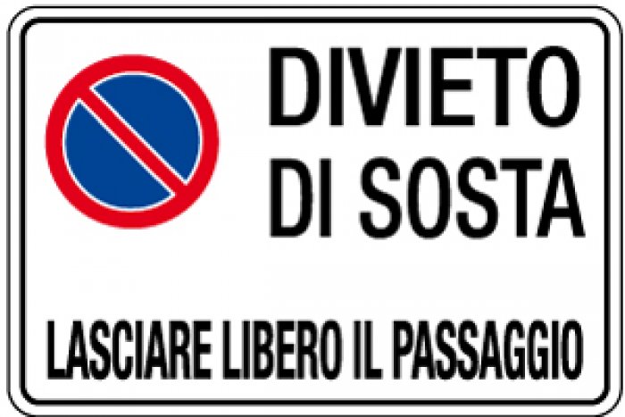 CARTELLO IN ALLUMINIO FORMATO MM 300X200 DIVIETO SOSTA LASC LIBERO PASS (1948A)