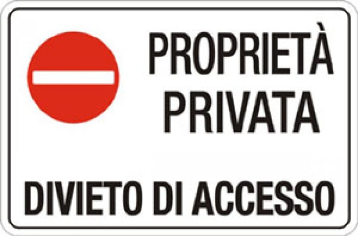 CARTELLO IN ALLUMINIO FORMATO MM 300X200 PROPR PRIVIETATO DIVIETO DI ACCESSO (1953A)