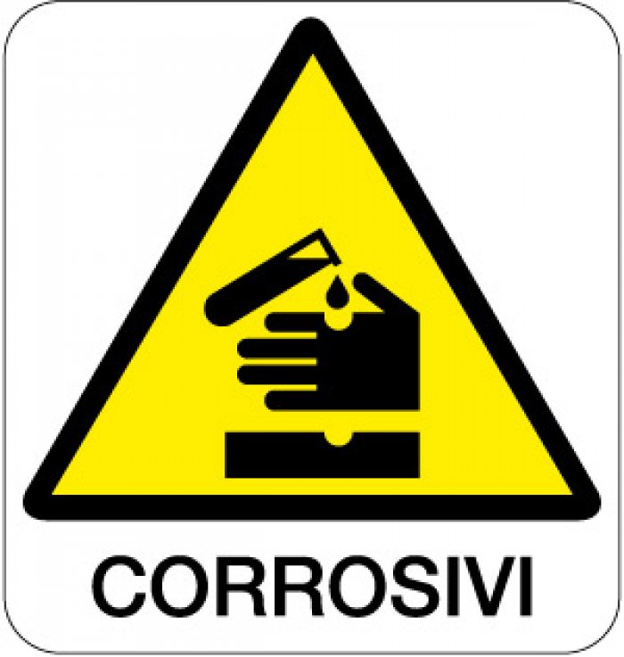 CARTELLO IN ALLUMINIO FORMATO MM 330X350 CORROSIVI (199B)