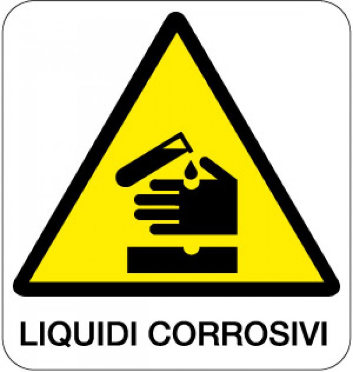 CARTELLO IN ALLUMINIO FORMATO MM 330X350 LIQUIDI CORROSIVI (203B)