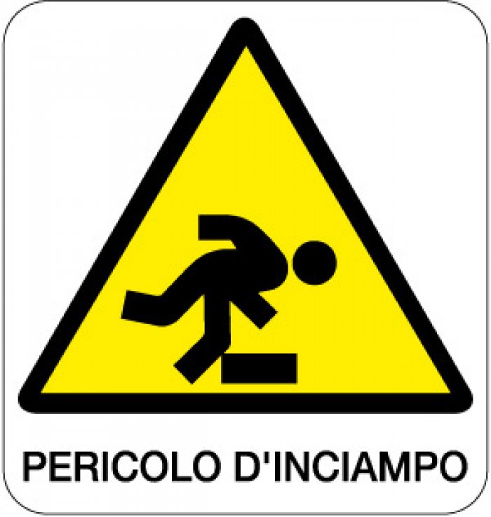 CARTELLO IN ALLUMINIO FORMATO MM 330X350 PERICOLO D'INCIAMPO (206B)