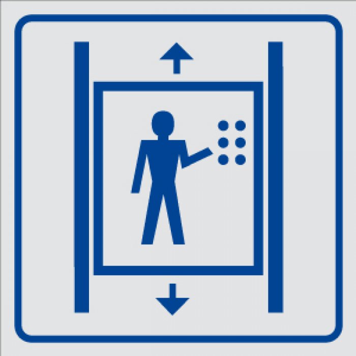 ETICHETTA AUTOADESIVA LATO MM 165 PITTOGRAMMA ASCENSORE (2110)