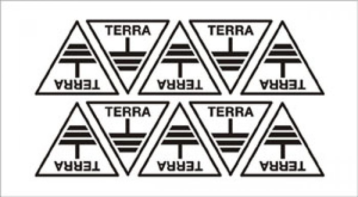 FOGLIO DISTRIBUTORE FORMATO MM 200X110 DA 10 ETICHETTE SIMBOLO TERRA E SCRITTA (2322)
