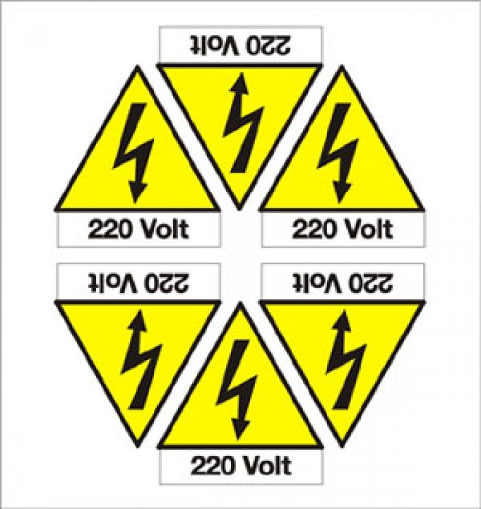 FOGLIO DISTRIBUTORE FORMATO MM 165X175 DA 6 ETICHETTE PITTOGRAMMA FOLGORE+220 VOLT (W0122328)
