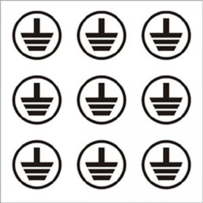 FOGLIO DISTRIBUTORE FORMATO MM 125X125 DA 9 ETICHETTE SIMBOLO TERRA TONDO (2331)