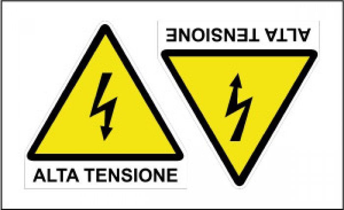 Foglio Distributore Formato Mm 250x175 Da 2 Et. Pittogramma Folgore+Alta Tens