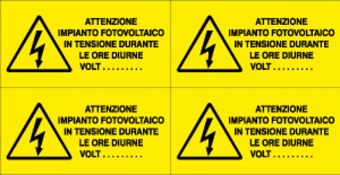 Foglio Distributore Formato Mm 330x170 Da 4 Et Attenzione Impianto Fotovoltaico