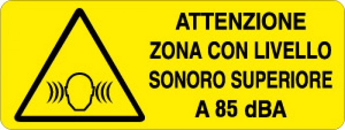 ATTENZIONE ZONA CON LIVELLO SONORO SUPERIORE A 85 dBa RETTANGOLARE (431)