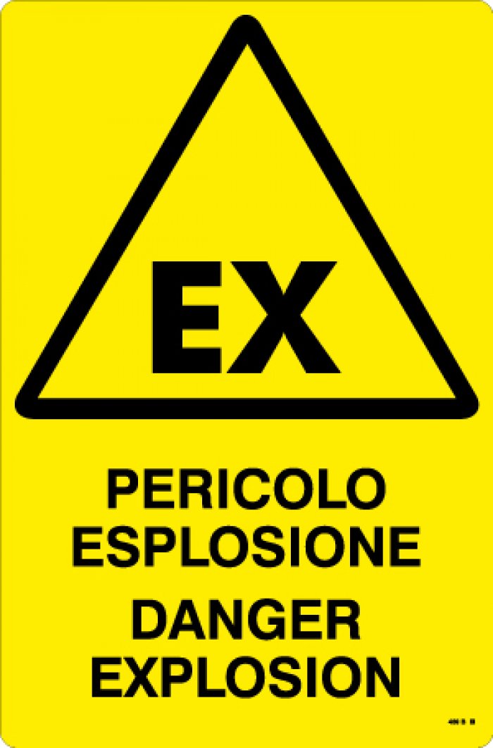 CARTELLO IN ALLUMINIO FORMATO MM 330X500 PERICOLO ESPLOSIONE/DANGER EXPLOSION (469B)