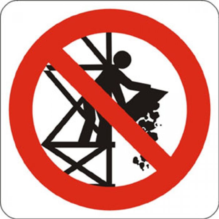 PITTOGRAMMA VIETATO GETTARE MATERIALI DAI PONTEGGI (523)