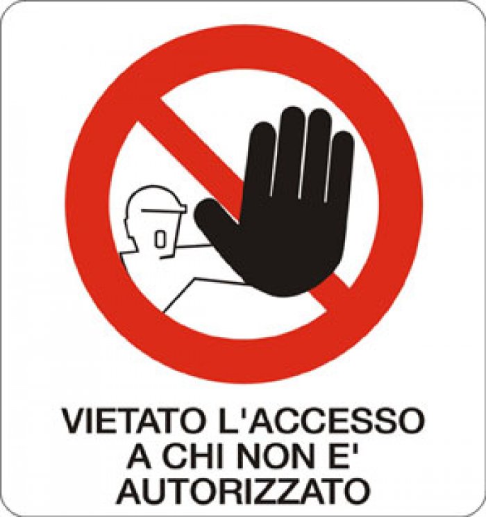 CARTELLO IN ALLUMINIO FORMATO MM 330X350 VIETATO ACC A CHI NON E' AUTORIZZ (567B)