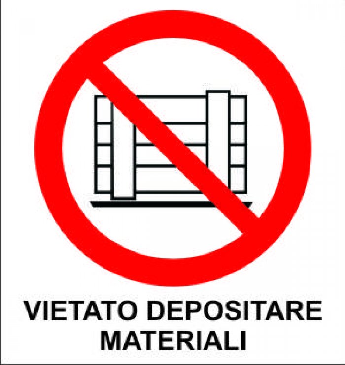 CARTELLO IN ALLUMINIO FORMATO MM 330X350 VIETATO DEPOSITARE MATERIALI (603B)