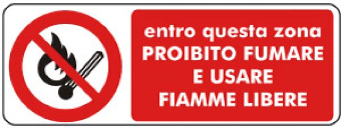 ENTRO QUESTA ZONA PROIBITO FUMARE E USARE FIAMME LIBERE RETTANGOLARE (841)