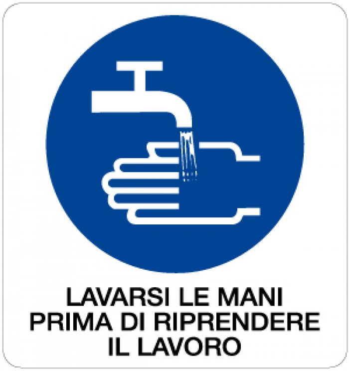 CARTELLO IN ALLUMINIO FORMATO MM 330X350 LAVARSI MANI PRIMA DI RIPR LAV (951B)