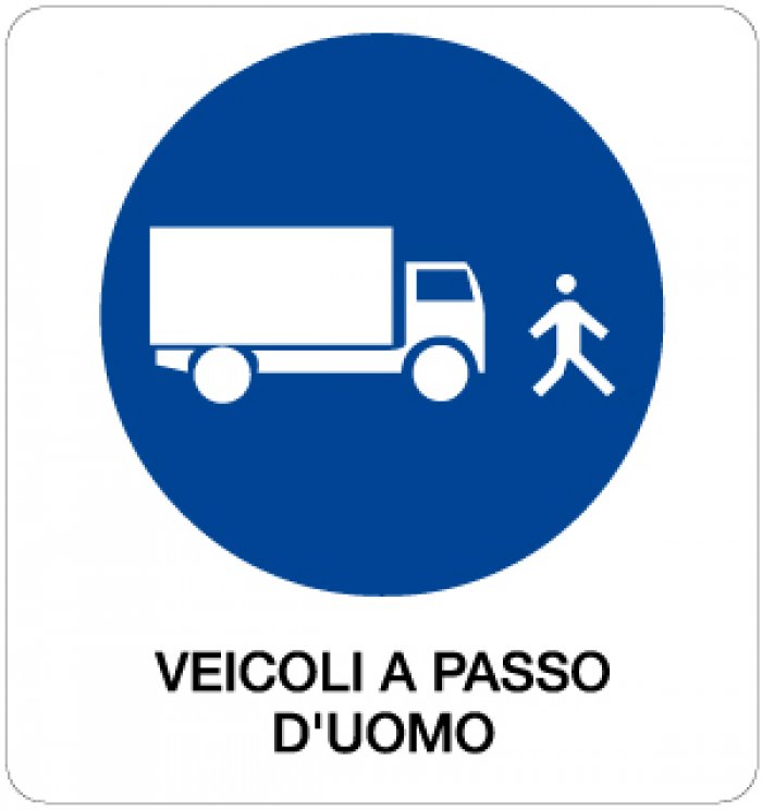 CARTELLO IN ALLUMINIO FORMATO MM 330X350 VEICOLI A PASSO D'UOMO (956B)