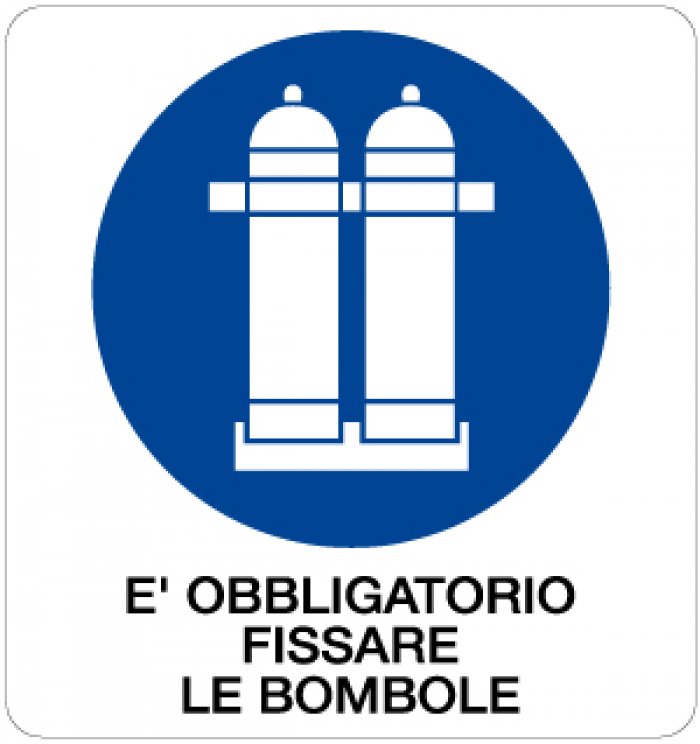 CARTELLO IN ALLUMINIO FORMATO MM 330X350 E' OBBL FISSARE LE BOMBOLE (959B)