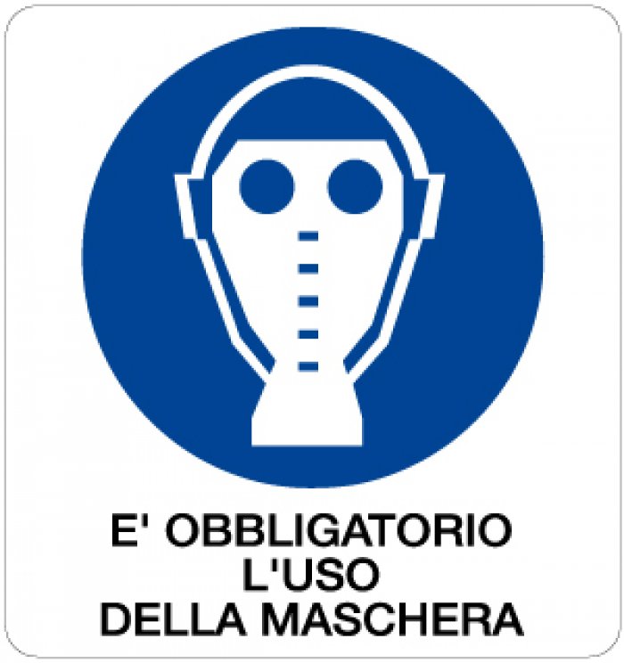 CARTELLO IN ALLUMINIO FORMATO MM 330X350 E' OBBL L'USO DELLA MASCHERA (962B)