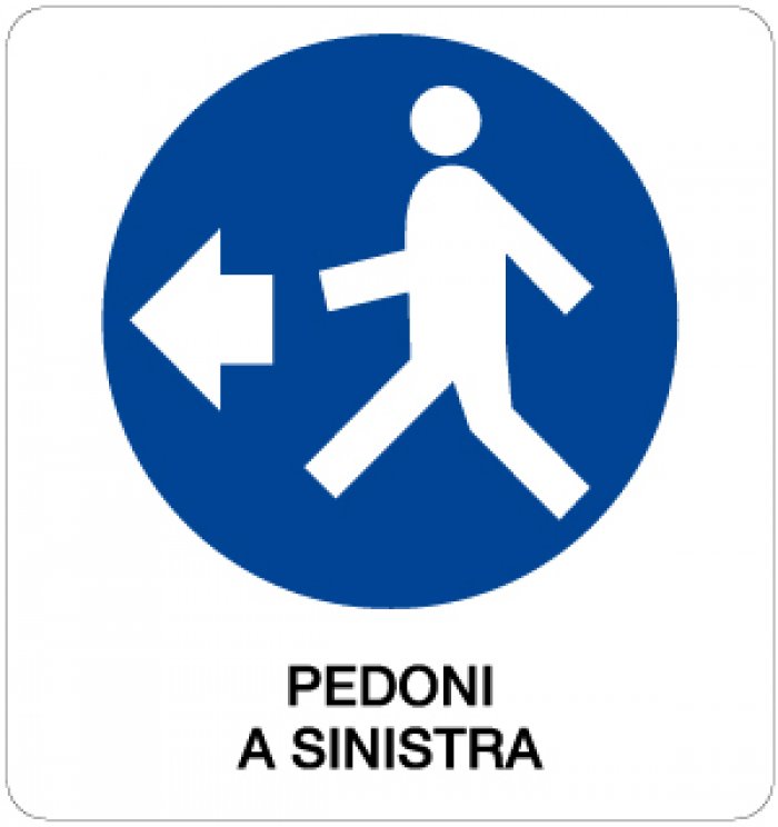 CARTELLO IN ALLUMINIO FORMATO MM 330X350 PEDONI A SINISTRA (971B)