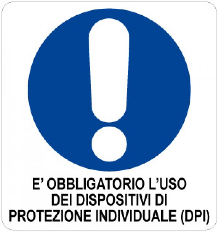 CARTELLO IN ALLUMINIO FORMATO MM 330X350 OBBLIGATORIA USO D.P.I. (974B)