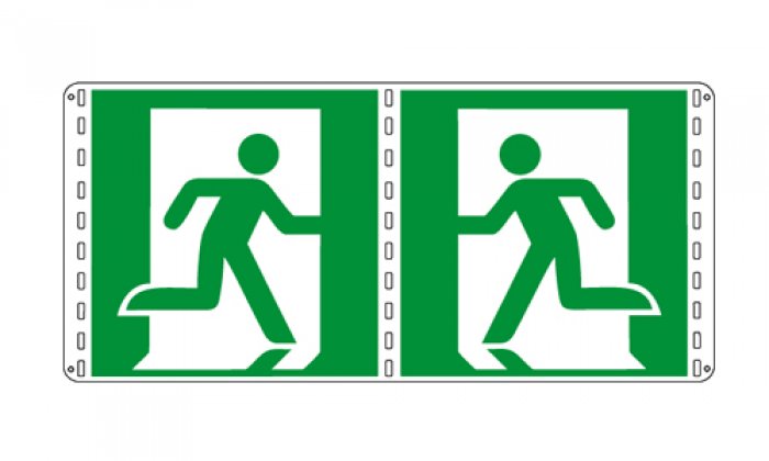 USCITA DI EMERGENZA A SINISTRA BIFACCIALE NORMA UNI EN ISO 7010 (E001B1701)