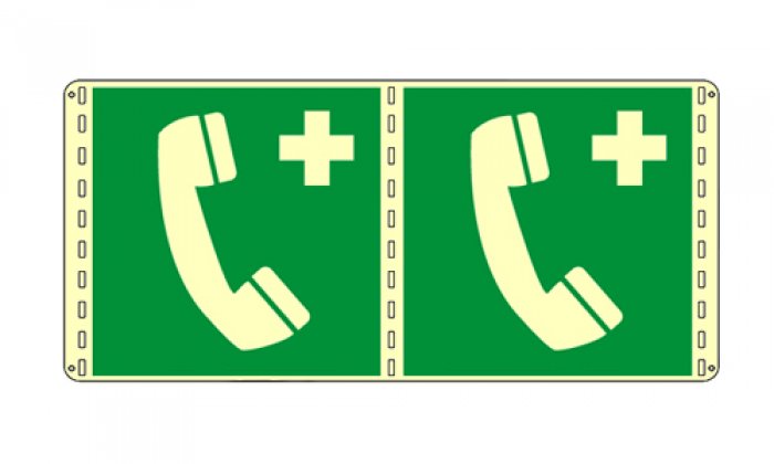 TELEFONO DI EMERGENZA VERTICALE (CON TESTO) FOTOLUMINESCENTE BIFACCIALE NORMA UNI EN ISO 7010 (E004LB1788)