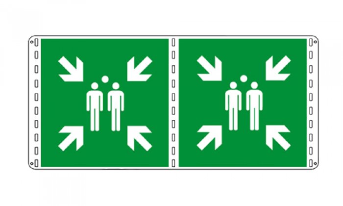 PUNTO DI RITROVO VERTICALE (CON TESTO) BIFACCIALE NORMA UNI EN ISO 7010 (E007B1775)