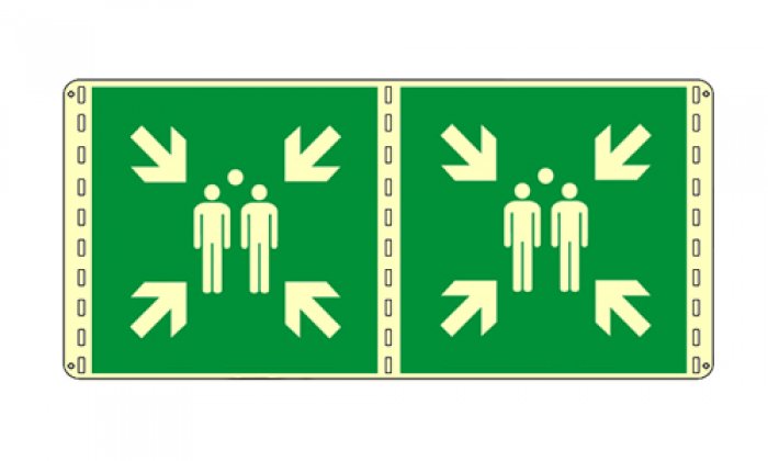 PUNTO DI RITROVO FOTOLUMINESCENTE BIFACCIALE NORMA UNI EN ISO 7010 (E007LB1724)