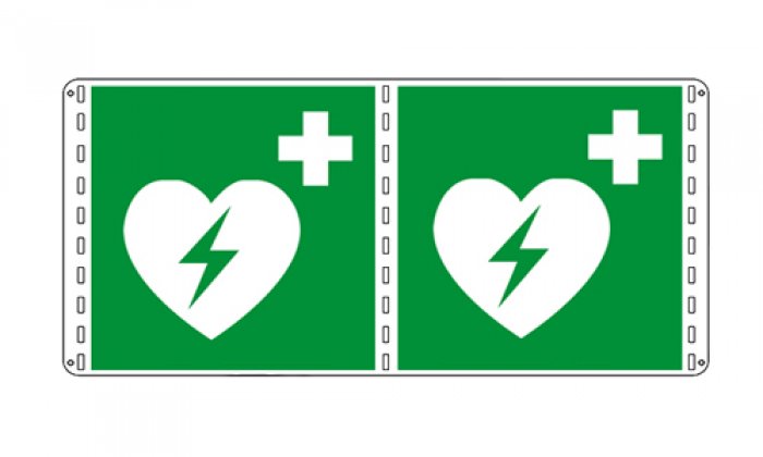 DEFIBRILLATORE VERTICALE (CON TESTO) BIFACCIALE NORMA UNI EN ISO 7010 (E010B1782)