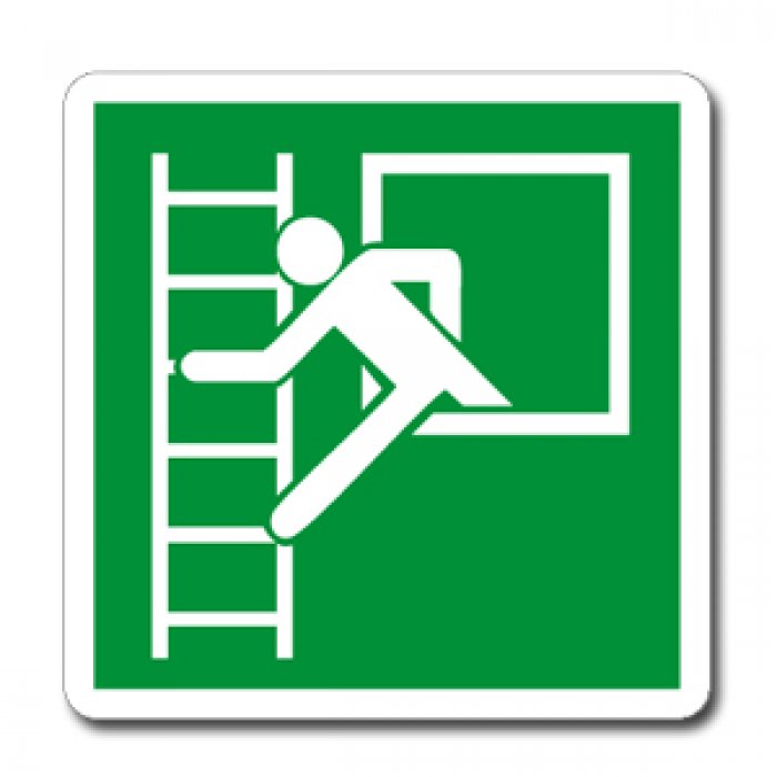 FINESTRA DI EMERGENZA CON SCALA NORMA UNI EN ISO 7010 (E0161746)