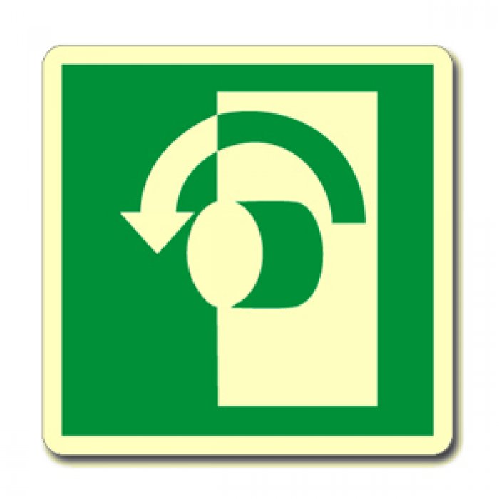 GIRARE LA MANIGLIA IN SENSO ANTIORARIO FOTOLUMINESCENTE NORMA UNI EN ISO 7010 (E018L1748)