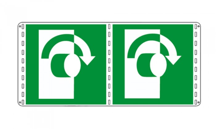 GIRARE LA MANIGLIA IN SENSO ORARIO VERTICALE (CON TESTO) BIFACCIALE NORMA UNI EN ISO 7010 (E019B1796)