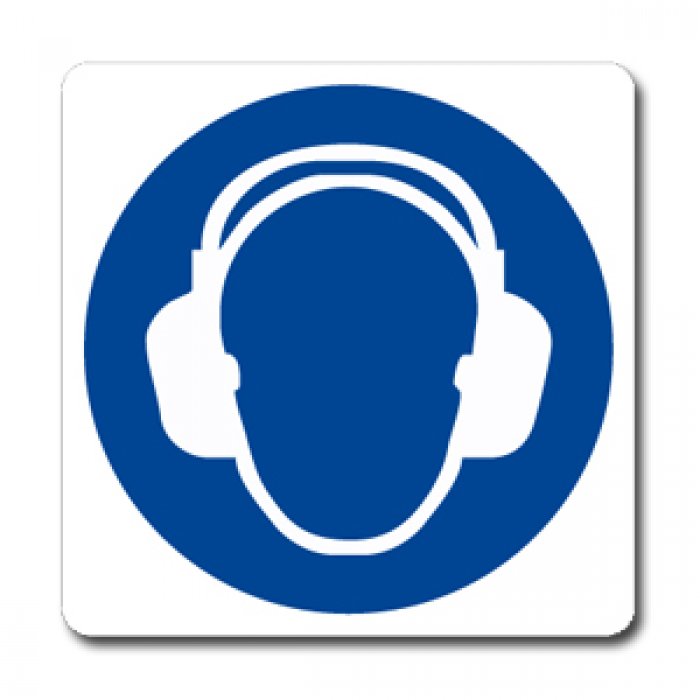 OBBLIGATORIO INDOSSARE LA PROTEZIONE DELL'UDITO (CON TESTO) NORMA UNI EN ISO 7010 (M0031021)