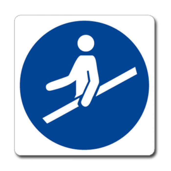 OBBLIGATORIO USARE IL CORRIMANO NORMA UNI EN ISO 7010 (M012933)