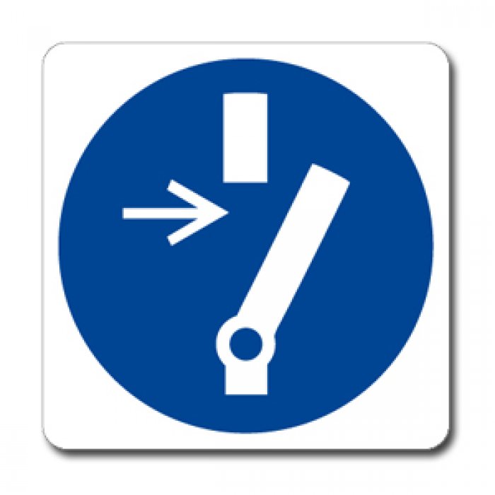 OBBLIGATORIO DISCONNETTERE IL MACCHINARIO PRIMA DI EFFETTUARE RIPARAZIONI O MANUTENZIONI NORMA UNI EN ISO 7010 (M021937)