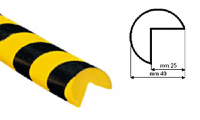 PARACOLPI POLIURETANO TIPO A GIALLO NERO C/BIADESIVO (PCE521A)