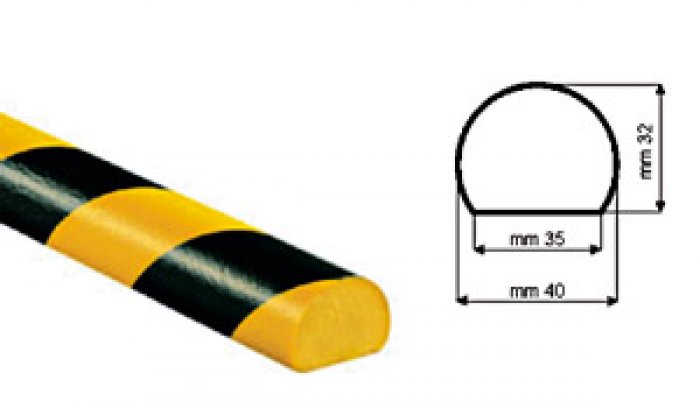 PARACOLPI POLIURETANO TIPO C GIALLO NERO C/BIADES. (PCE523C)
