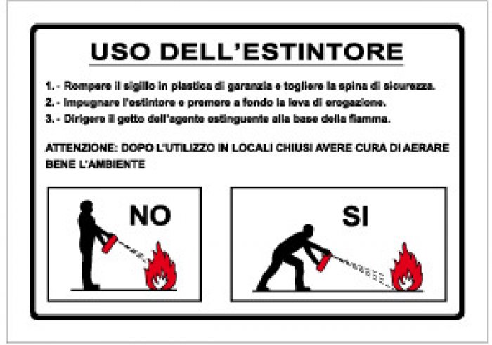 CARTELLO IN ALLUMINIO FORMATO MM 150X210 USO ESTINTORE (R1431F)