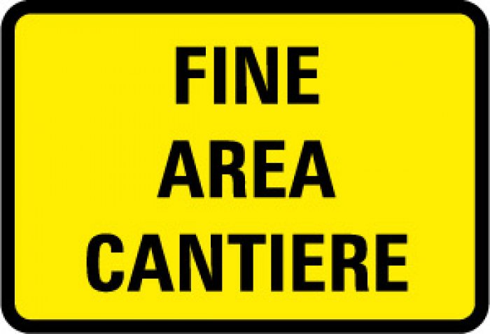 TABELLA LAMIERA SCATOLATO RIFRANGENTE MM 900X600-FINE AREA CANTIERE (STL1521P)