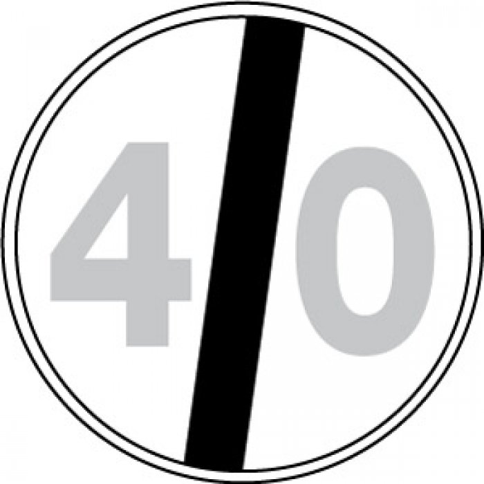 DISCO LAMIERA SCATOLATO RIFRANGENTE CLASSE 1 MM 600 - FINE LIMITE VELOCITA' 40KM/H (STL1714N)