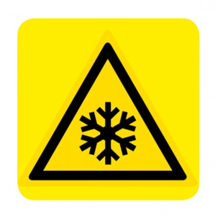 PERICOLO BASSA TEMPERATURA / CONDIZIONI DI CONGELAMENTO 0 NORMA UNI EN ISO 7010 (W010039)