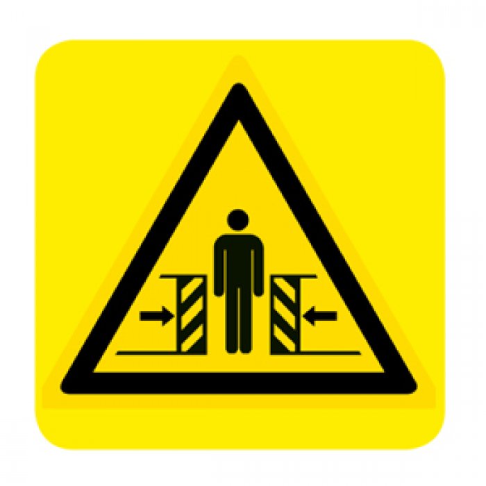 PERICOLO DI SCHIACCIAMENTO (CON TESTO) NORMA UNI EN ISO 7010 (W019478)