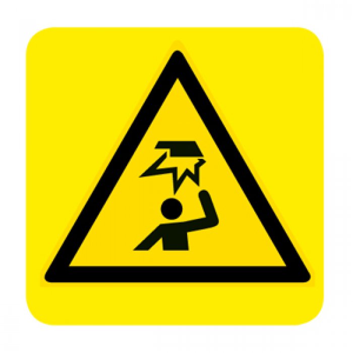 ATTENZIONE ALLA TESTA (CON TESTO) NORMA UNI EN ISO 7010 (W020427)