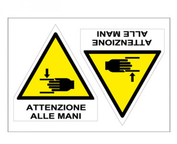 FOGLIO DISTRIBUTORE FORMATO MM 250X175 DA 2 ETICHETTE PITTOGRAMMA+SCRITTA ATTENZ ALLE MANI (W0242361)
