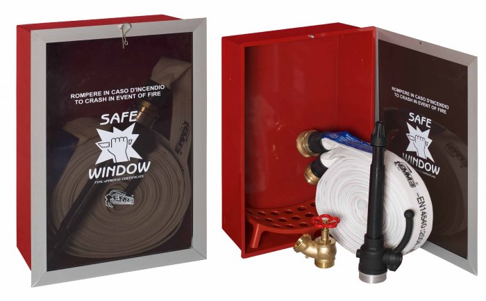 IDRANTE DN 45 A MURO DA INCASSO ROSSO COMPLETO DI LASTRA E LANCIA CON LEVA (0959)