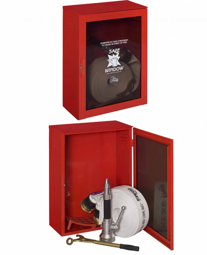 CASSETTA CORREDO IDRANTE ROSSA SINGOLA UNI70 CON LASTRA (0224)