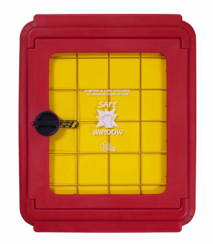 TELAIO ABS ROSSO RAL3000 CON LASTRA SAFE WINDOWS GIALLA (0998)