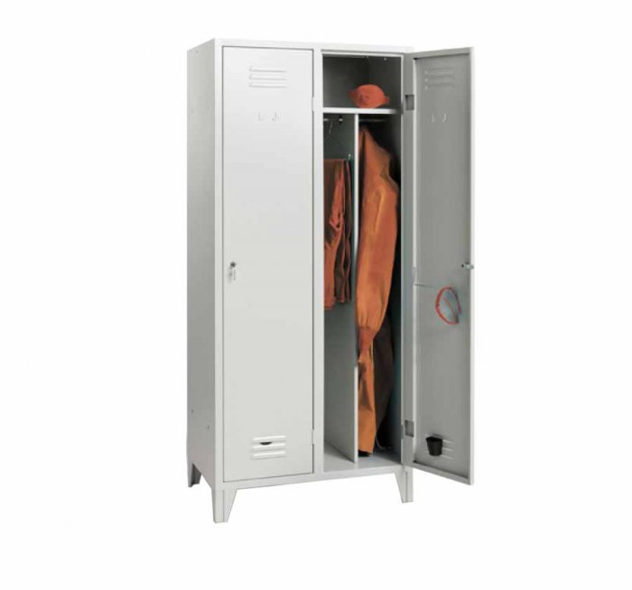 ARMADIO PER SPOGLIATOIO GRIGIO 2 POSTI CON DIVISORIO SPORCO/PULITO (10099)