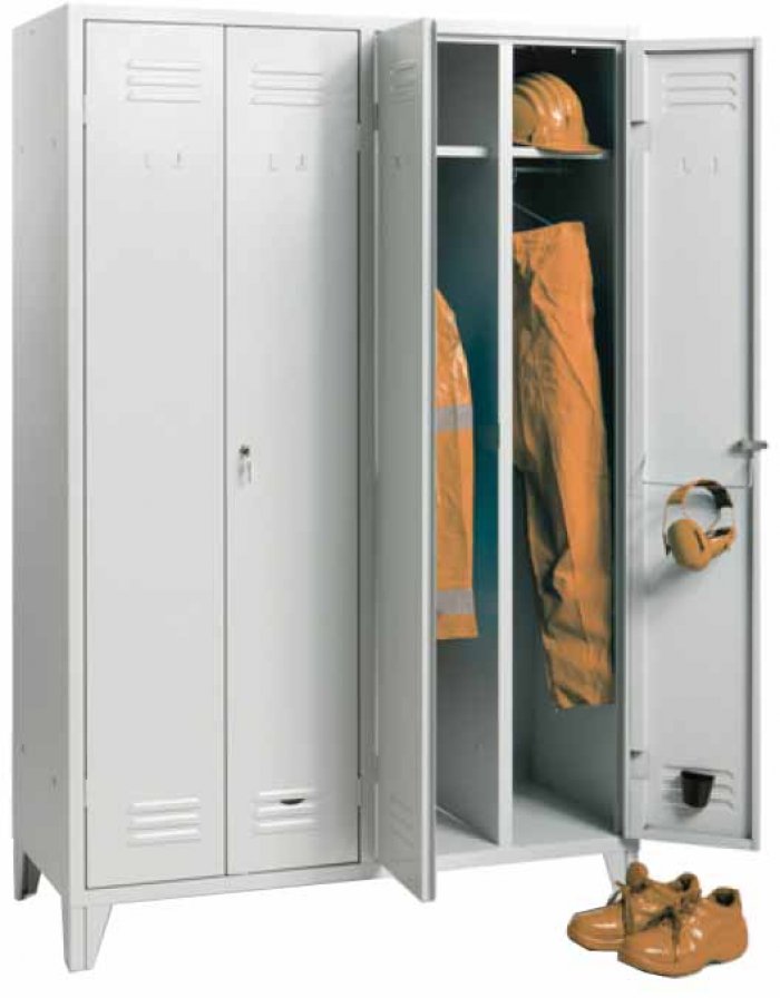 ARMADIO PER SPOGLIATOIO GRIGIO 3 POSTI CON DIVISORIO SPORCO/PULITO (10100)