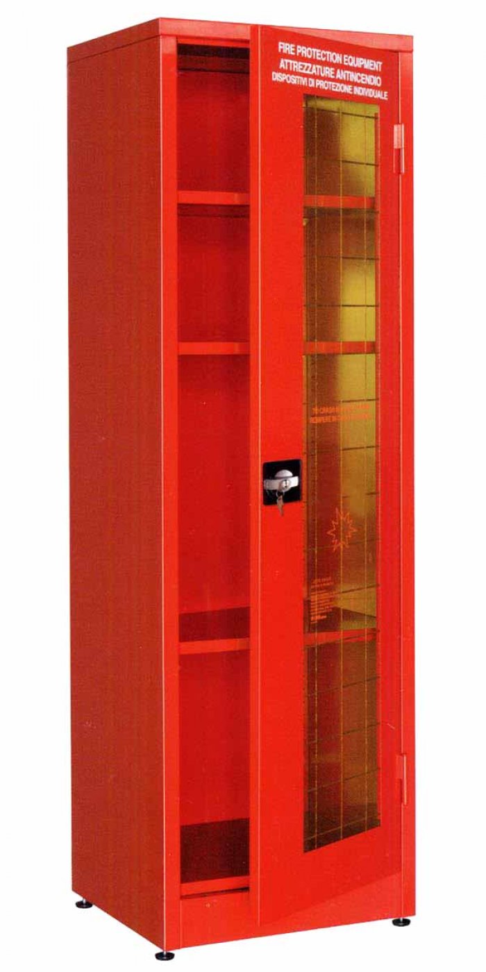 ARMADIO ATTREZZATURE ANTINCENDIO 1 ANTA FINESTRATA + 3 RIPIANI (1321)