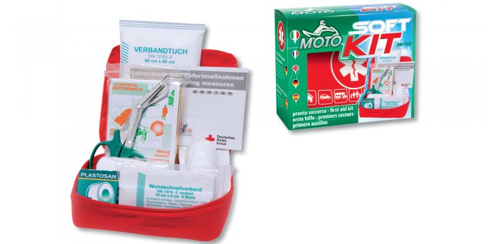 MOTO SOFT KIT DIN 13167 - BORSA PRONTO SOCCORSO PER MOTO, MOTOCICLI E CICLI (CPS140)